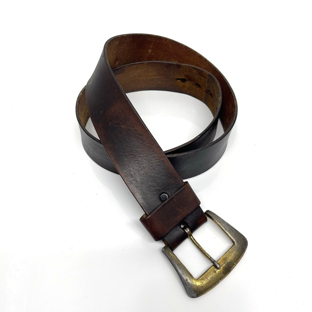Vtg 60s Shinola Men's 38 Belt Glove Cowhide Leather Thick Brown A9544 Distressed